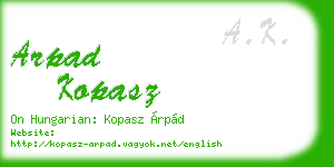 arpad kopasz business card
