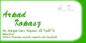 arpad kopasz business card